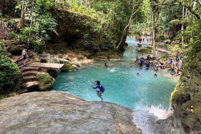 Blue Hole And River Rapids Adventure - Blue Hole waterfall: spring-fed, cool, and made for swimming plus climbing