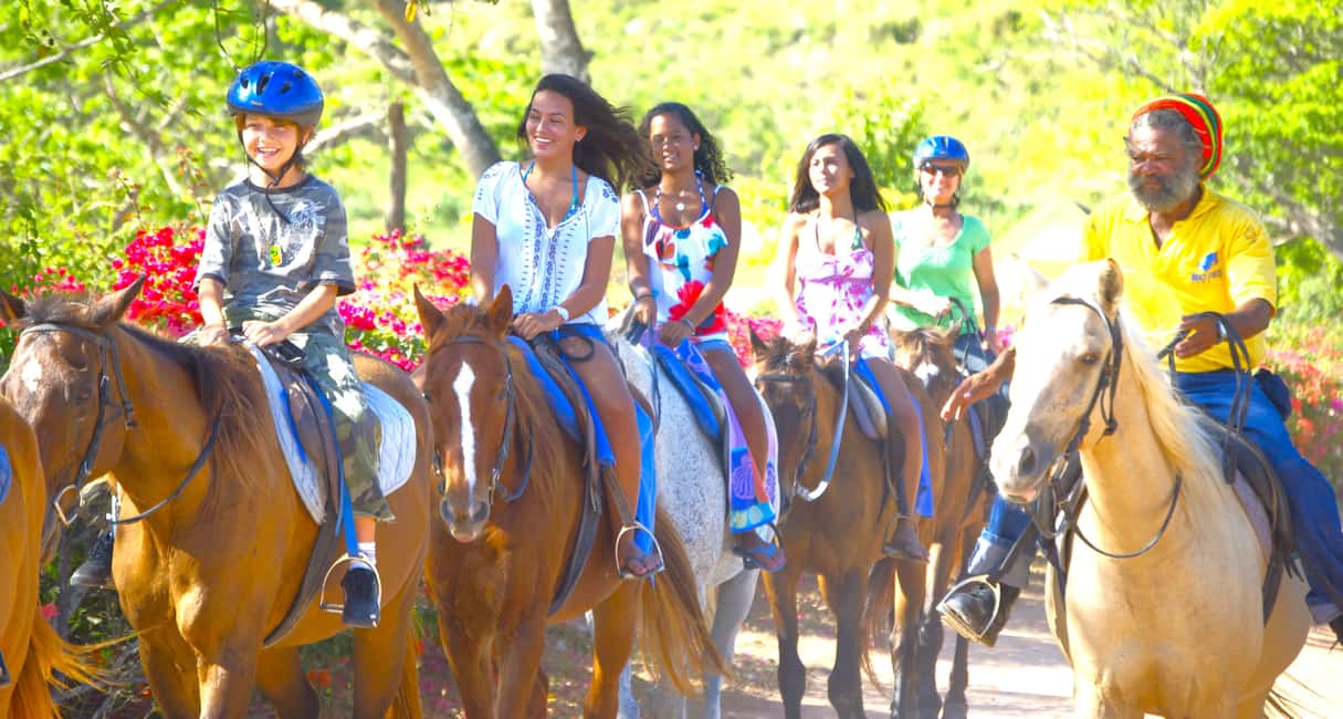 From Falmouth: Horseback Ride and Swim Beach Trip - One-hour trail ride through everyday countryside
